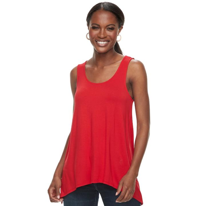 Women's Apt. 9&reg; Strappy Shark-bite Hem Tank, Size: Large, Med Red