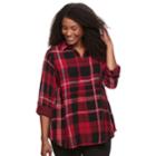 Plus Size Sonoma Goods For Life&trade; Plaid Popover Top, Women's, Size: 4xl, Med Red