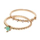 Lc Lauren Conrad Green Stone & Simulated Crystal Ring Set, Women's, Size: 7, Turq/aqua