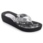 Candie's&reg; Women's Floral Simulated Pearl Wedge Flip-flops, Size: Medium, Silver