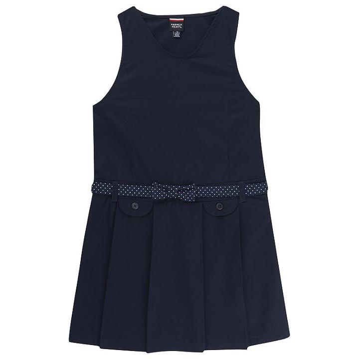 Girls 4-14 French Toast School Uniform Bow Belted Jumper, Girl's, Size: 8, Blue (navy)