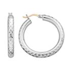 14k Gold And Sterling Silver Textured Hoop Earrings, Women's, Multicolor