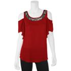 Juniors' Iz Byer Embellished Cold-shoulder Top, Teens, Size: Xl, Red