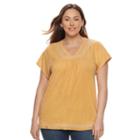Plus Size Sonoma Goods For Life&trade; Embroidered V-neck Top, Women's, Size: 2xl, Gold