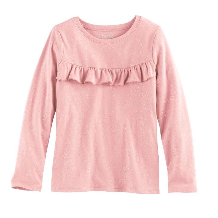 Girls 4-10 Jumping Beans&reg; Ruffle Yoke Tee, Size: 6, Brt Pink