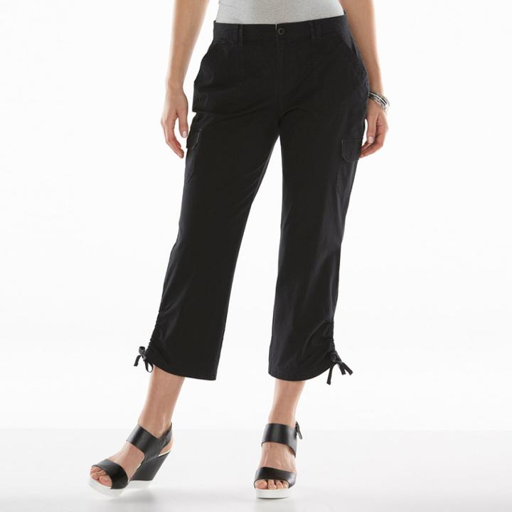 Gloria Vanderbilt Zoey Cargo Crop Pants - Women's, Size: 4, Black