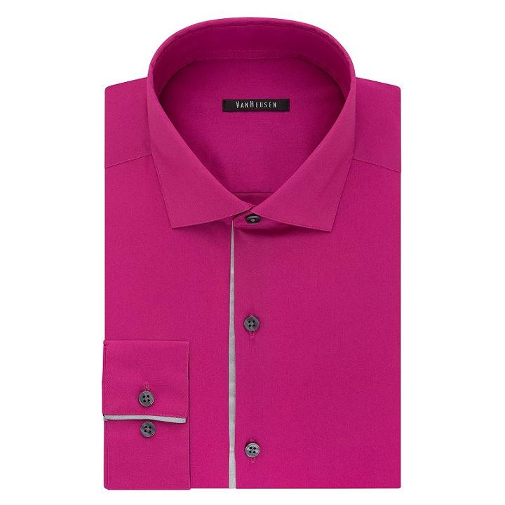 Men's Van Heusen Slim-fit Flash/fx Dress Shirt, Size: M-34/35, Purple Oth