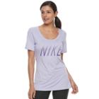 Women's Nike Dry Training Short Sleeve Graphic Tee, Size: Large, Lt Purple