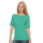 Women's Croft & Barrow&reg; Striped Boatneck Knit Top, Size: Small, Med Green