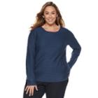 Plus Size Croft & Barrow&reg; Curved Hem Sweater, Women's, Size: 1xl, Med Blue