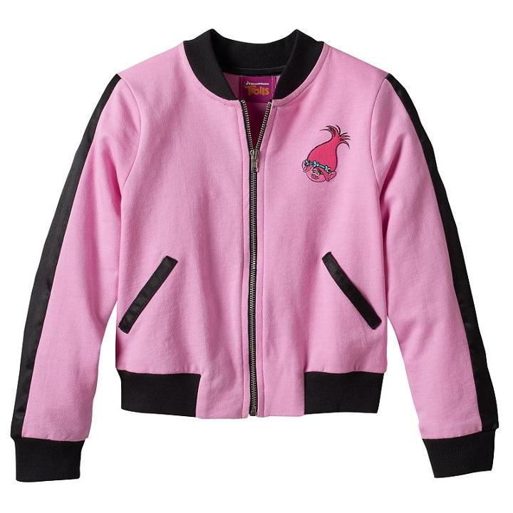 Girls 4-6x Dreamworks Trolls Poppy Bomber Jacket, Girl's, Size: 6, Lt Purple