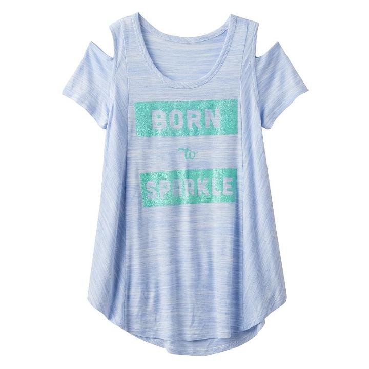 Plus Size Girls 7-16 So&reg; Cold Shoulder Short Sleeve Curved Hem Tee, Girl's, Size: 14 1/2, Med Grey