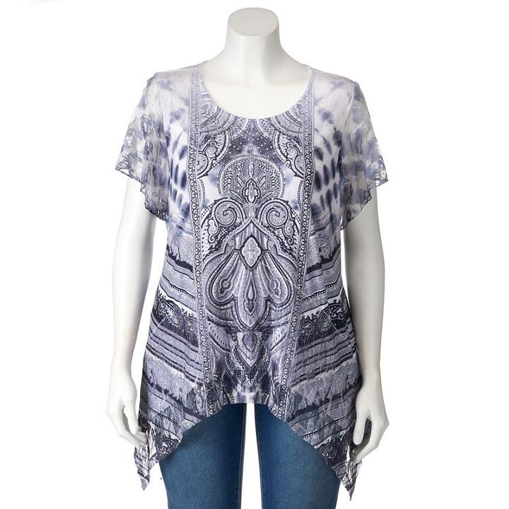 Plus Size World Unity Embellished Shark-bite Top, Women's, Size: 2xl, Natural