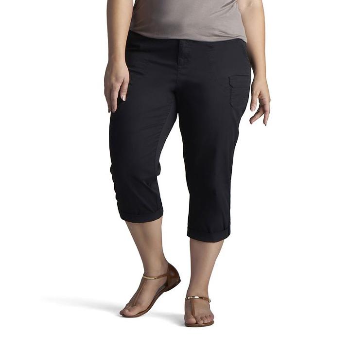 Plus Size Lee Carsen Relaxed Fit Twill Capris, Women's, Size: 20 - Regular, Black