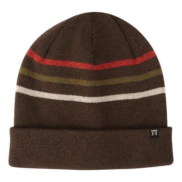 Men's Haggar Striped Cuffed Beanie, Dark Brown
