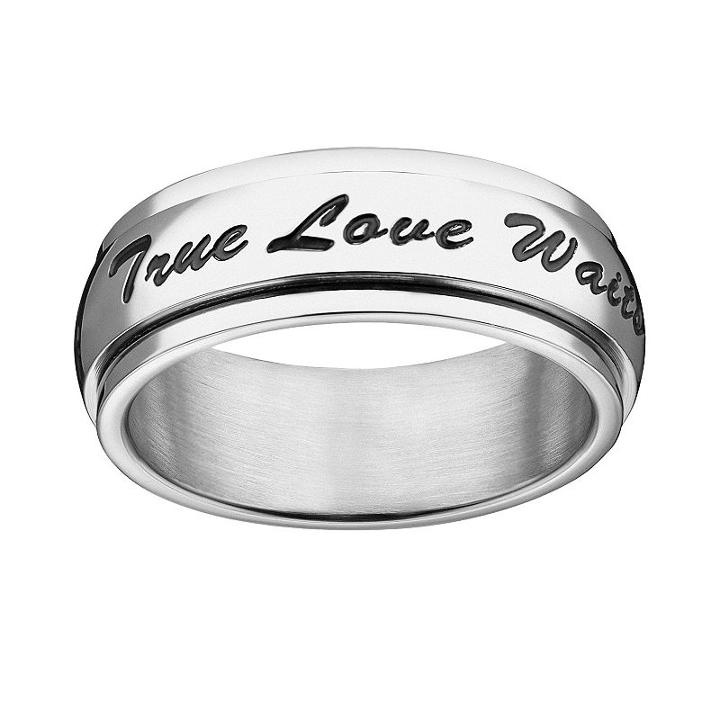 Stainless Steel True Love Waits Spinner Purity Ring, Women's, Size: 6, Grey