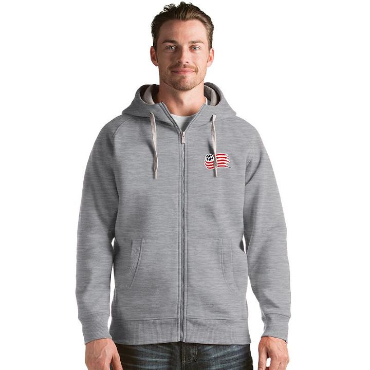 Men's Antigua New England Revolution Victory Full-zip Hoodie, Size: Medium, Grey