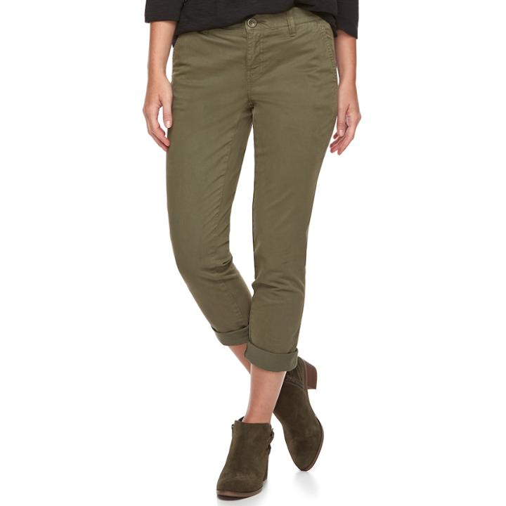 Women's Sonoma Goods For Life&trade; Flex Waist Chino Capris, Size: 14, Green