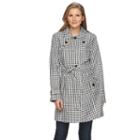 Women's Towne By London Fog Gingham Trench Coat, Size: Large, Oxford