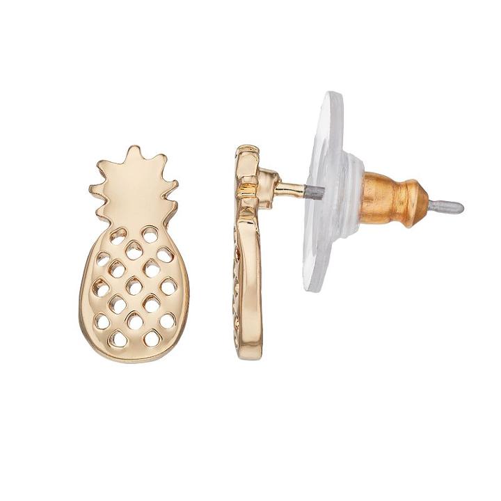 Lc Lauren Conrad Nickel Free Pineapple Stud Earrings, Women's, Gold