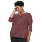 Plus Size Dana Buchman Front Keyhole Top, Women's, Size: 2xl, Dark Pink