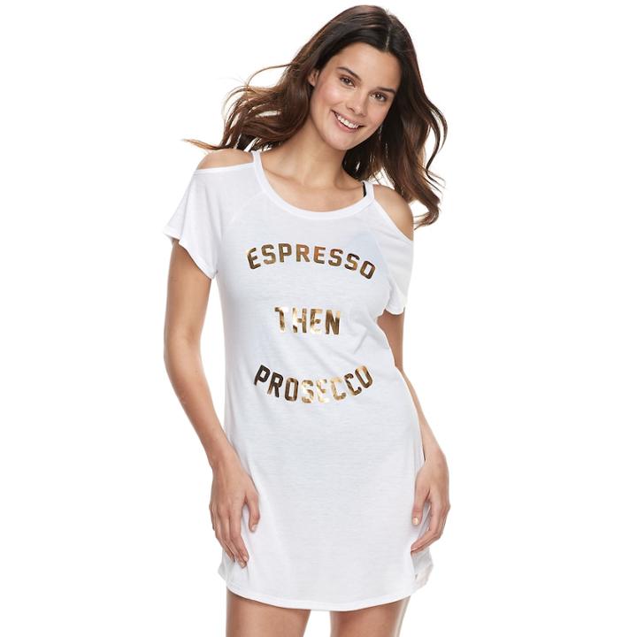 Women's Miken Espresso Then Prosecco Cold-shoulder Cover-up, Size: Medium, White