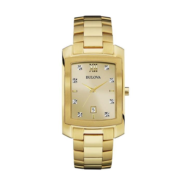 Bulova Men's Diamond Stainless Steel Watch - 97d107, Yellow