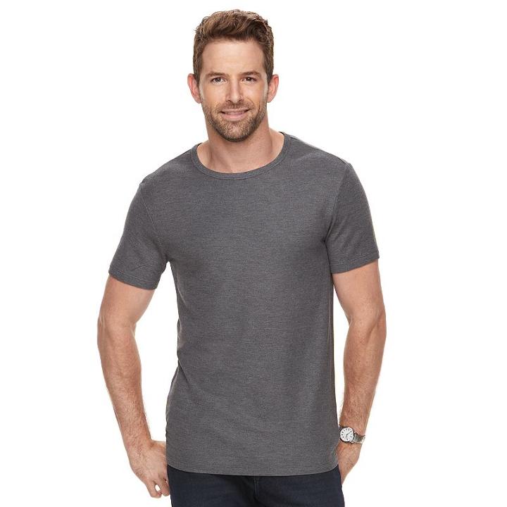 Men's Marc Anthony Slim-fit Luxury+ Textured Pique Tee, Size: Large, Dark Grey