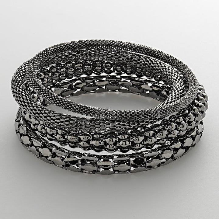 Apt. 9&reg; Jet Mesh Bangle Bracelet Set, Women's, Multicolor