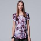 Women's Simply Vera Vera Wang Print Scoopneck Tee, Size: Xl, Med Red