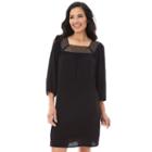 Women's Ab Studio Crochet Shift Dress, Size: Small, Black