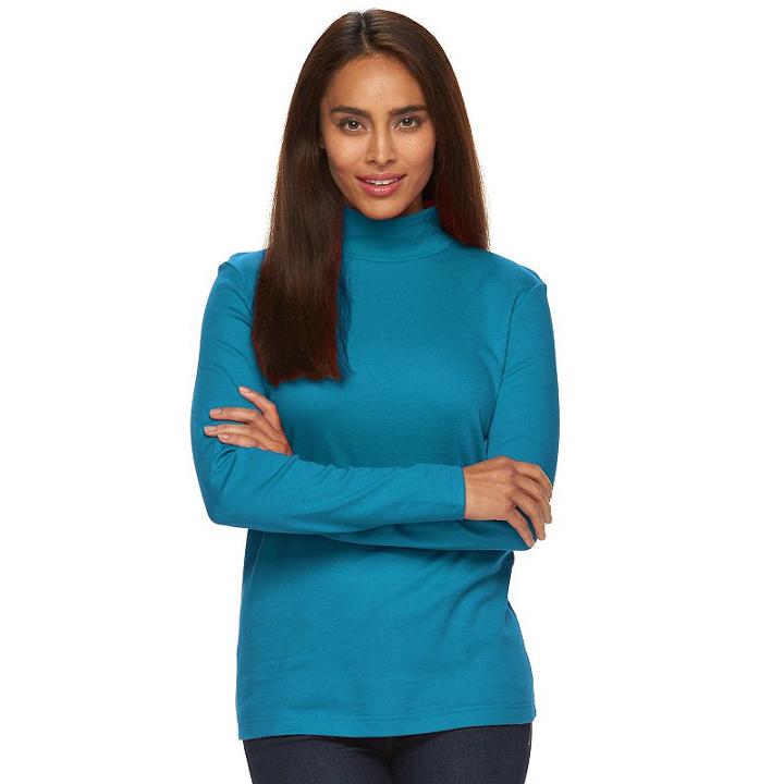 Women's Croft & Barrow&reg; Essential Mockneck Top, Size: Xxl, Blue