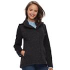 Juniors' Sebby Asymmetrical Marled Fleece Coat, Teens, Size: Large, Black
