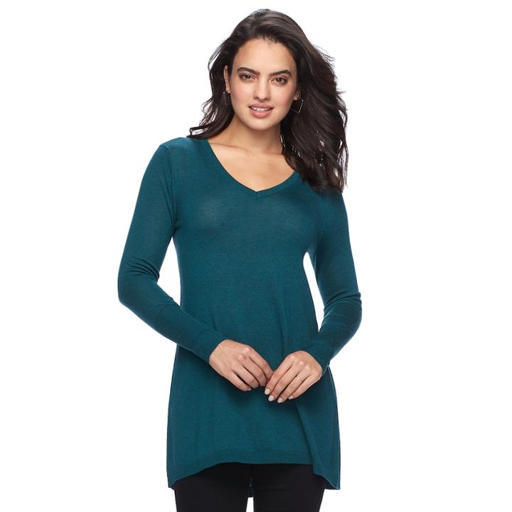 Women's Apt. 9&reg; V-neck Tunic Sweater, Size: Large, Med Green