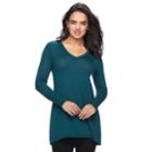 Women's Apt. 9&reg; V-neck Tunic Sweater, Size: Large, Med Green
