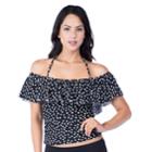 Women's Chaps Polka-dot Off-the-shoulder Halterkini Top, Size: 10, Oxford