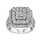 Cherish Always Certified Diamond Triple Square Halo Engagement Ring In 10k White Gold (2 Carat T.w.), Women's, Size: 8