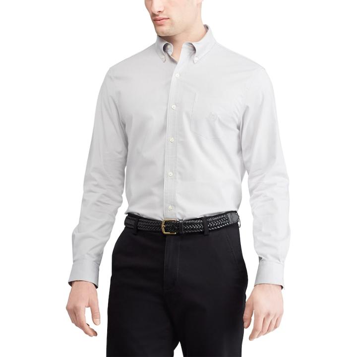 Big & Tall Chaps Regular-fit Easy-care Stretch Button-down Shirt, Men's, Size: Xxl Tall, Grey