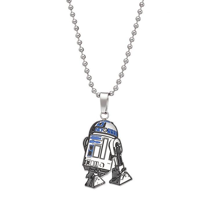 Star Wars Stainless Steel R2-d2 Pendant Necklace, Boy's, Grey