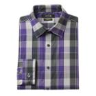 Men's Apt. 9&reg; Slim-fit Premier Flex Collar Plaid Stretch Dress Shirt, Size: 18 36/37, Purple