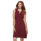 Women's Croft & Barrow&reg; Striped Lace-up Dress, Size: Xs, Dark Red