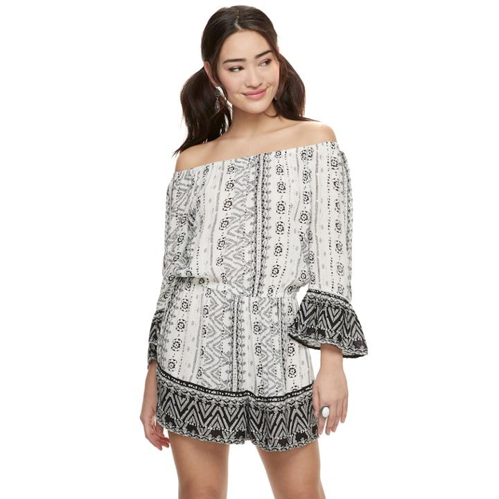 Juniors' Mudd&reg; Off The Shoulder Romper, Teens, Size: Xl, White