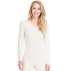Women's Cuddl Duds Softwear Lace Trim Top, Size: Medium, Lt Beige