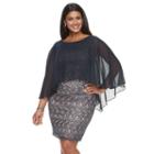 Plus Size Chaya Scroll Popover Evening Gown, Women's, Size: 18 W, Dark Blue