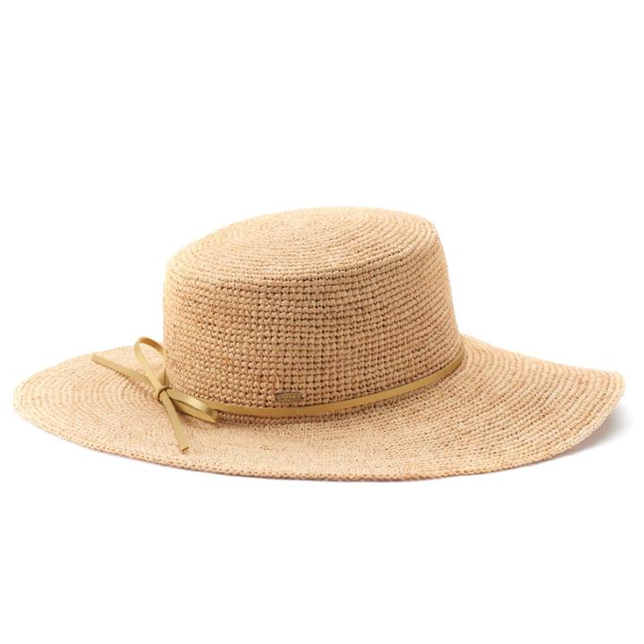 Women's Scala Crochet Raffia Floppy Sun Hat, White