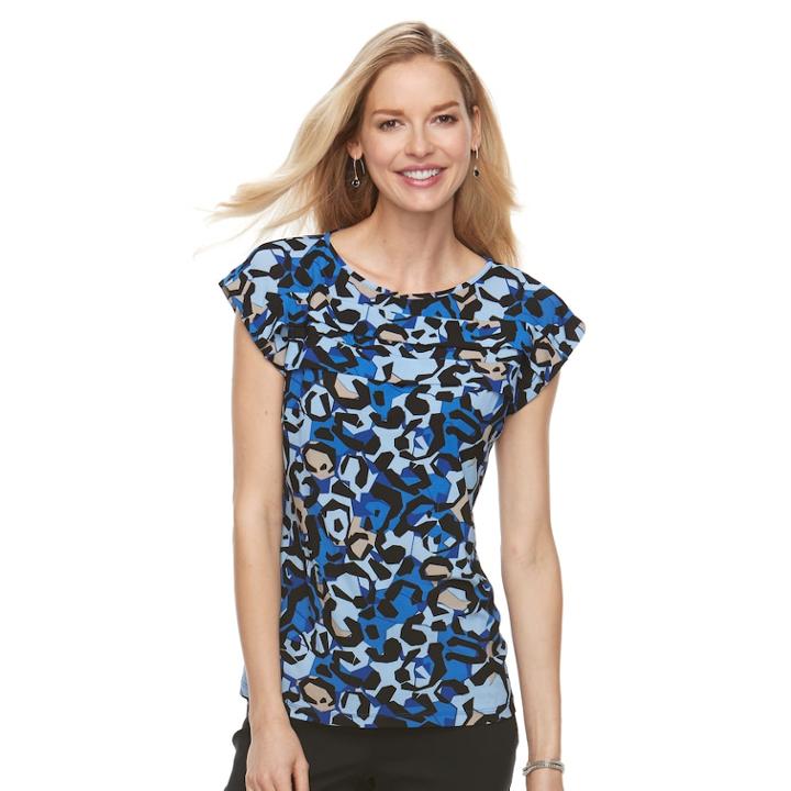 Women's Dana Buchman Pleated Top, Size: Small, Med Blue