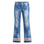 Girls 7-16 & Plus Size Mudd&reg; Embroidered Raw Hem Bootcut Jeans, Size: 18 1/2, Blue