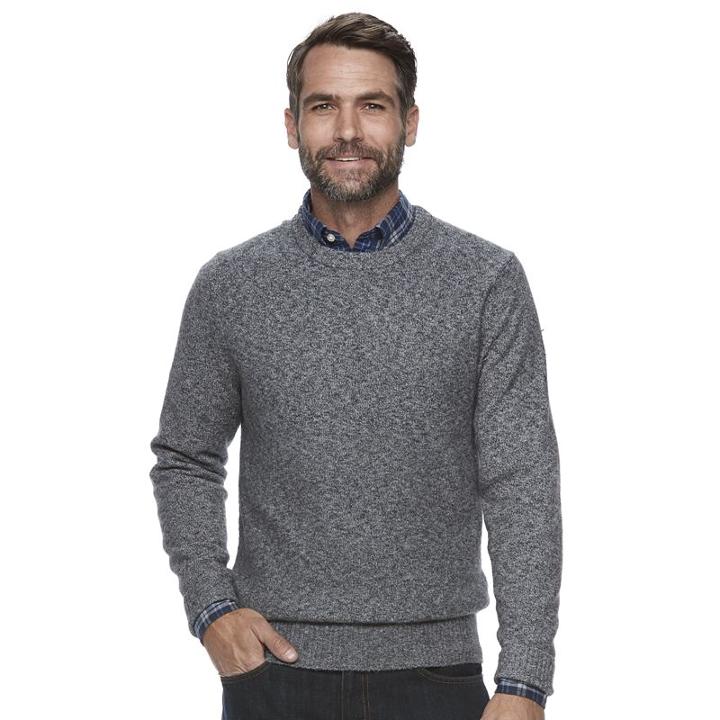 Men's Croft & Barrow&reg; Classic-fit Stretch Crewneck Sweater, Size: Medium, Black