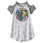 Girls 7-16 Dc Comics Super Hero Girls Power Circle Cold Shoulder Tee, Girl's, Size: Small, White Oth