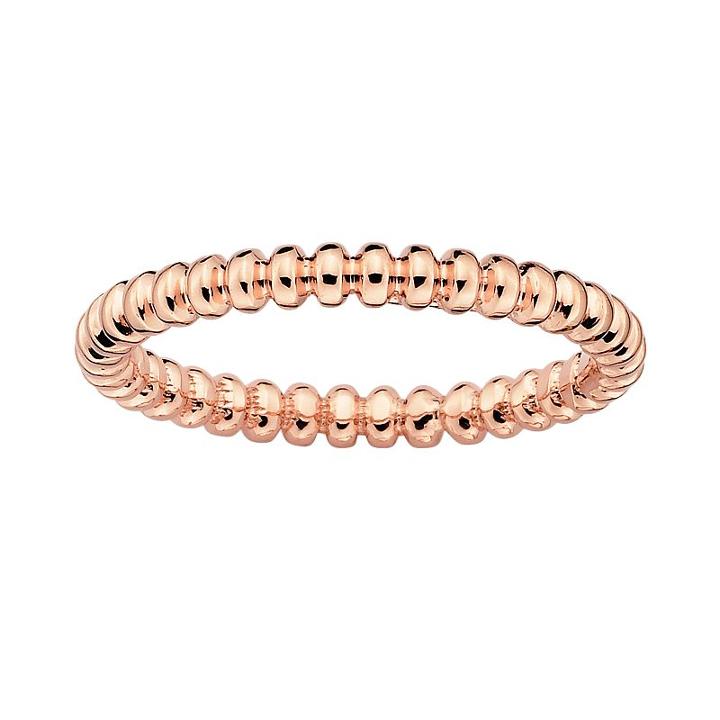 Stacks And Stones 18k Rose Gold Over Silver Beaded Stack Ring, Women's, Size: 10, Pink